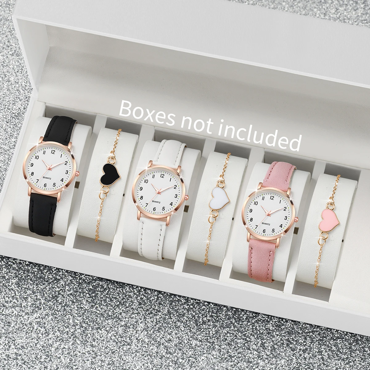 Open Heart Watch - 4/6 pièces mode cadran arabe femmes