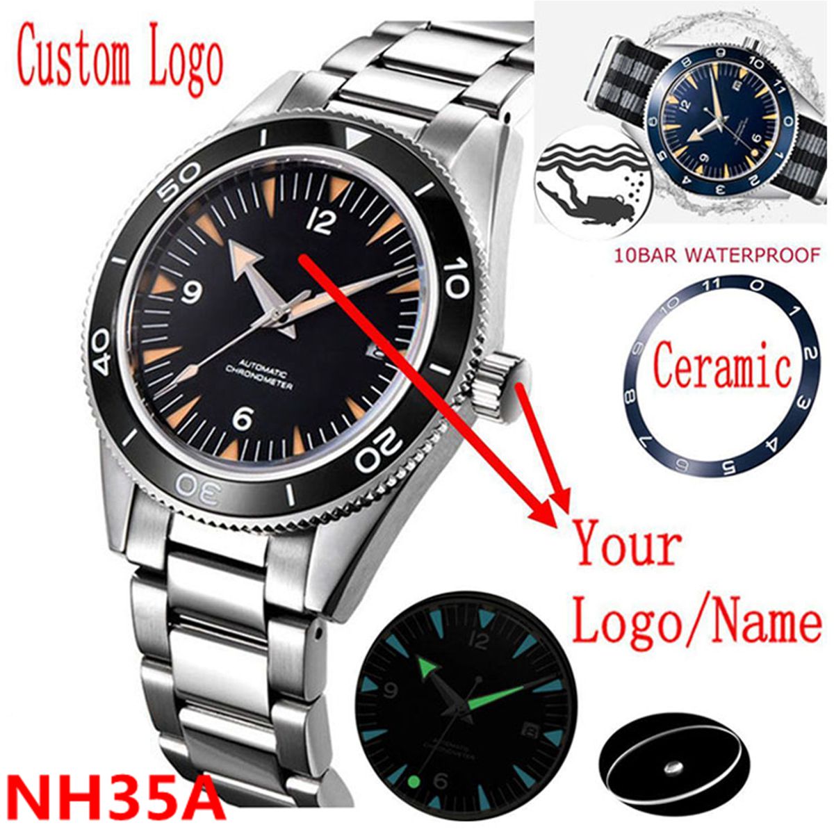 Logo personnalisé NH35 mouveme - Luxury Watch Design avis et prix