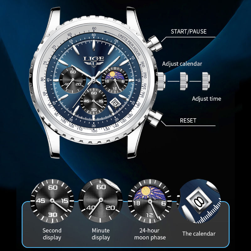 LIGE-Montre à quartz en acier  - Luxury Watch Exhibition avis et prix
