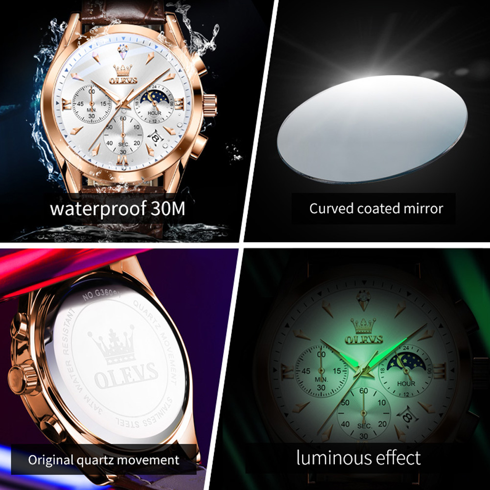 OLEVS-Montre à Quartz en Cuir  - Luxury Watch Affordable avis et prix