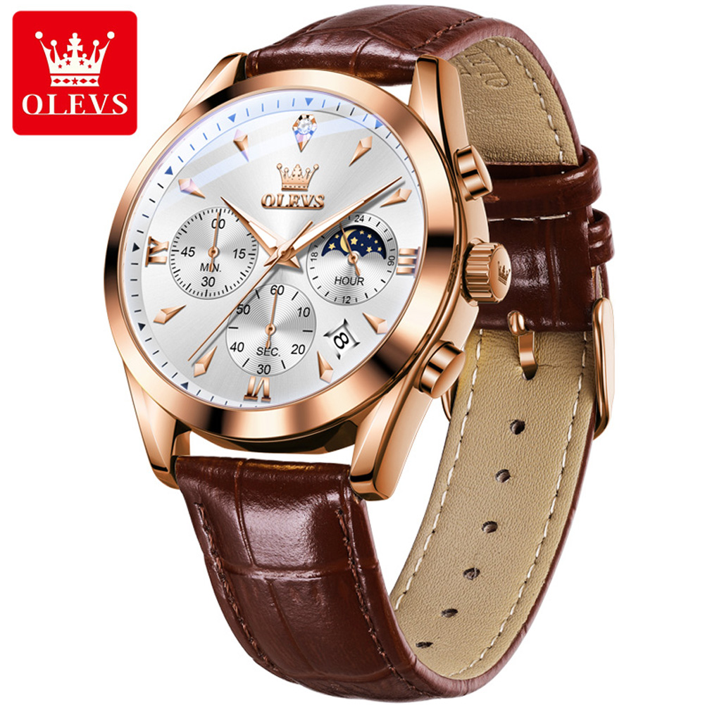 OLEVS-Montre à Quartz en Cuir  - Luxury Watch Affordable avis et prix
